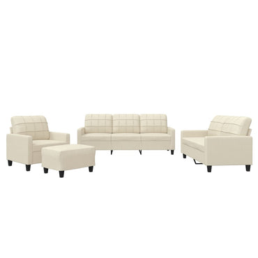 vidaXL 4-tlg. Sofagarnitur mit Kissen Creme Kunstleder