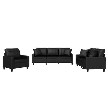 vidaXL Ensemble de canapés 3 pcs avec coussins Similicuir Noir