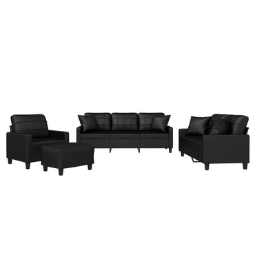vidaXL Ensemble de canapés 4 pcs avec coussins Similicuir Noir
