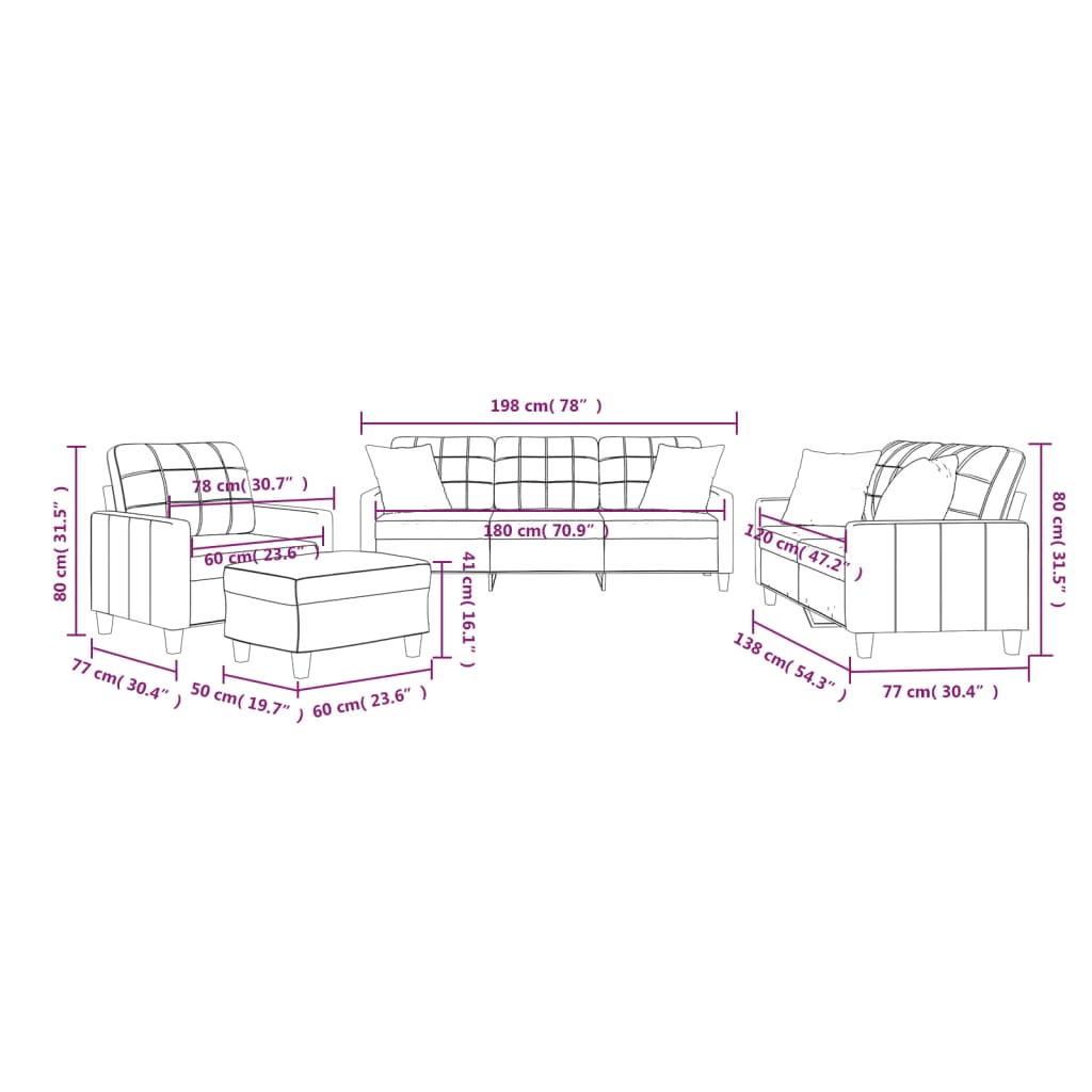 vidaXL Salon de jardin 4 pcs avec coussins Similicuir crème