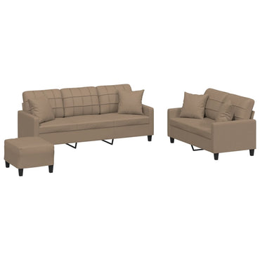 vidaXL Ensemble de canapés 3 pcs avec coussins en similicuir marron cappuccino