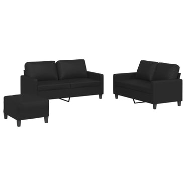 vidaXL Ensemble de canapés 3 pcs avec coussins Similicuir Noir