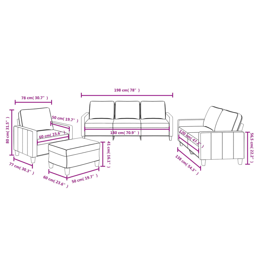 vidaXL Ensemble de canapés 4 pcs avec coussins Tissu Gris foncé
