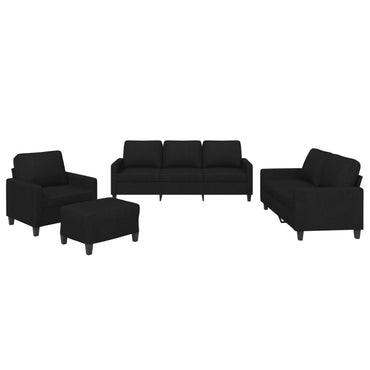 vidaXL Salon de jardin 4 pcs avec coussins Noir Tissu