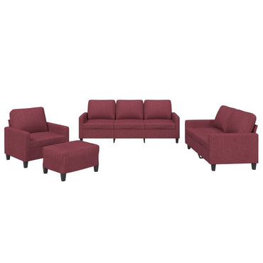 vidaXL Ensemble de canapés 4 pièces avec coussins Tissu Rouge bordeaux