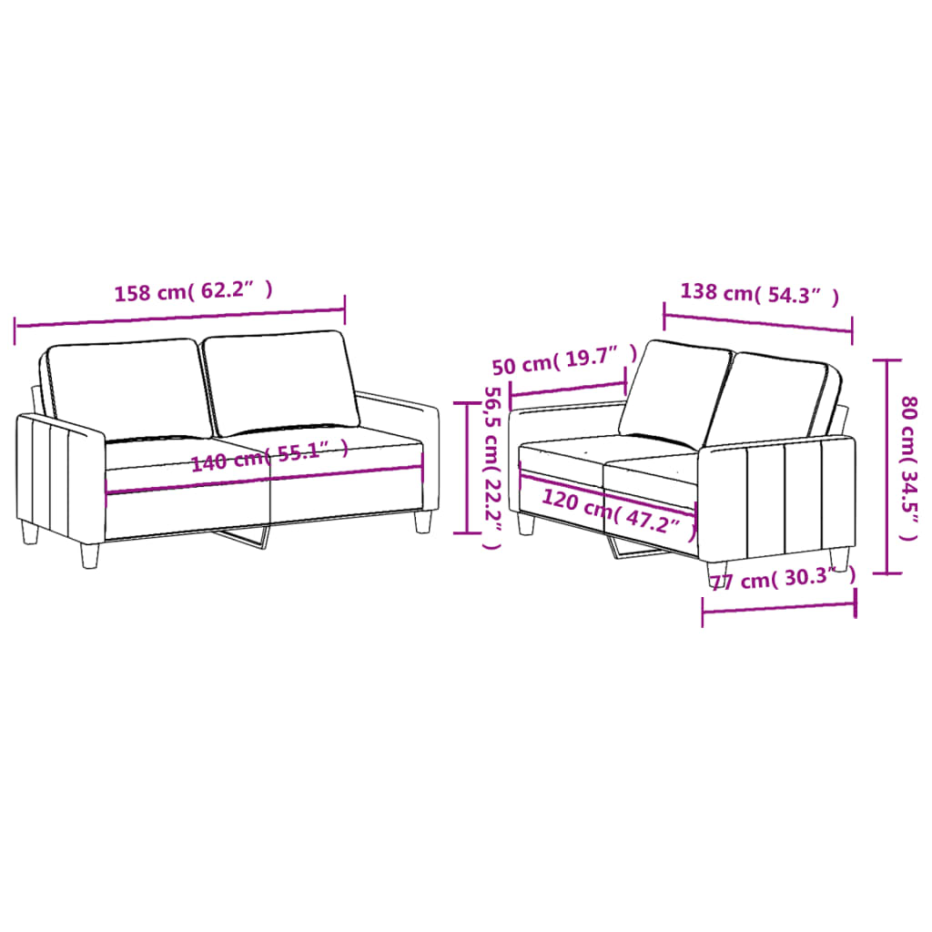 vidaXL Ensemble de canapés 2 pièces avec coussins Tissu Gris foncé