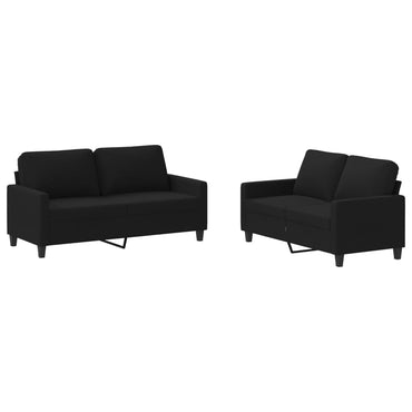 vidaXL Ensemble de canapés 2 pcs avec coussins Tissu noir