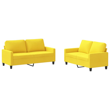 vidaXL Ensemble de canapé 2 places avec coussins Tissu Jaune clair