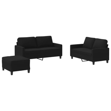 vidaXL Ensemble de canapés 3 pcs avec coussins Tissu Noir