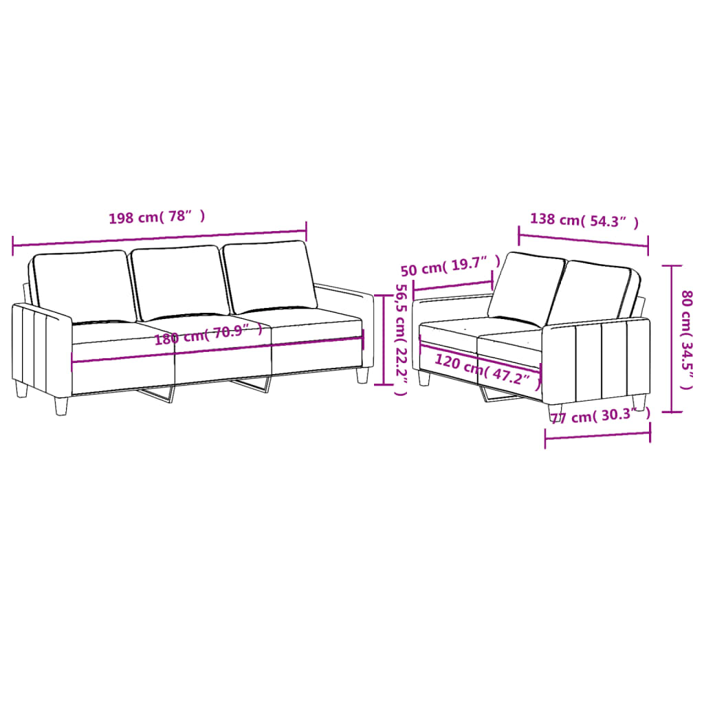 vidaXL Ensemble de canapés 2 pièces avec coussins Tissu Gris foncé