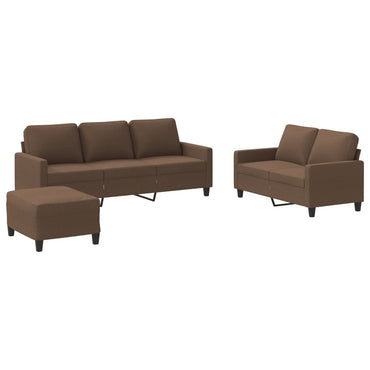 vidaXL 3-tlg. Sofagarnitur mit Kissen Braun Stoff