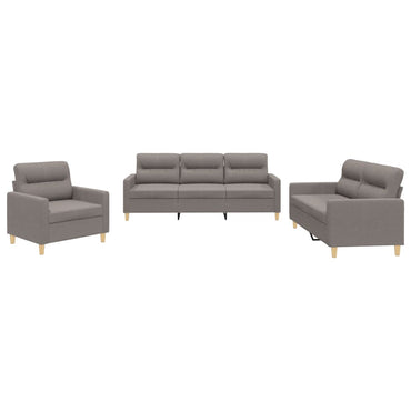 vidaXL 3-tlg. Sofagarnitur mit Kissen Taupe Stoff