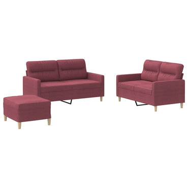 vidaXL 3-tlg. Sofagarnitur mit Kissen Weinrot Stoff