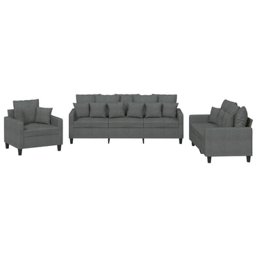 vidaXL Ensemble de canapés 3 pcs avec coussins Tissu Gris foncé