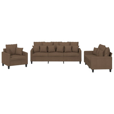vidaXL Ensemble de canapés 3 pièces avec coussins Tissu Marron