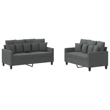 vidaXL Ensemble de canapés 2 pièces avec coussins Tissu Gris foncé
