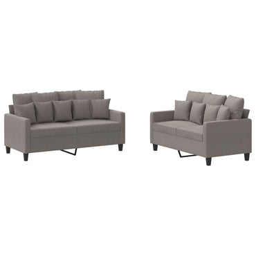 vidaXL 2-tlg. Sofagarnitur mit Kissen Taupe Stoff