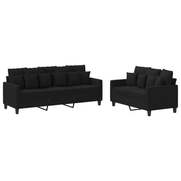 vidaXL Ensemble de canapés 2 pcs avec coussins Tissu noir
