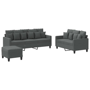 vidaXL Ensemble de canapés 3 pcs avec coussins Tissu Gris foncé