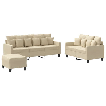 vidaXL Ensemble de canapés 3 pcs avec coussins Crème Tissu
