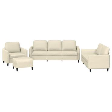 vidaXL Salon de jardin 4 pcs avec coussins Similicuir crème