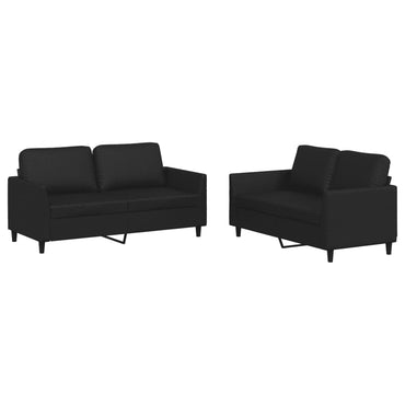 vidaXL Ensemble de canapés 2 pcs avec coussins Similicuir Noir