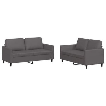 vidaXL Ensemble de canapés 2 pcs avec oreillers Gris Similicuir