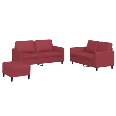 vidaXL Ensemble de canapé 3 pièces avec coussins, similicuir rouge bordeaux