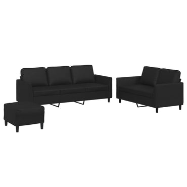 vidaXL Ensemble de canapés 3 pcs avec coussins Similicuir Noir