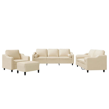vidaXL 4-tlg. Sofagarnitur mit Kissen Creme Stoff