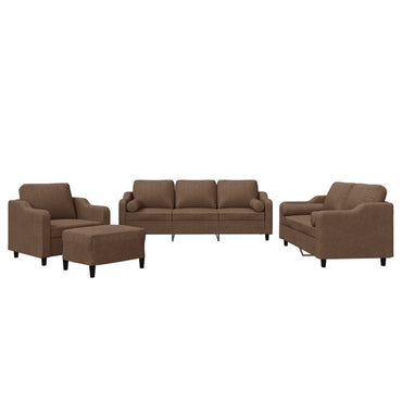 vidaXL 4-tlg. Sofagarnitur mit Kissen Braun Stoff