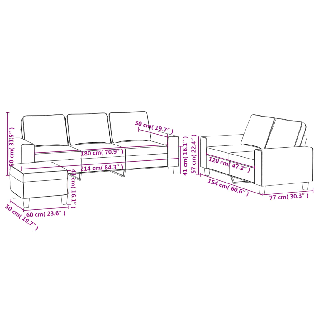 vidaXL 3-tlg. Sofagarnitur Taupe Stoff