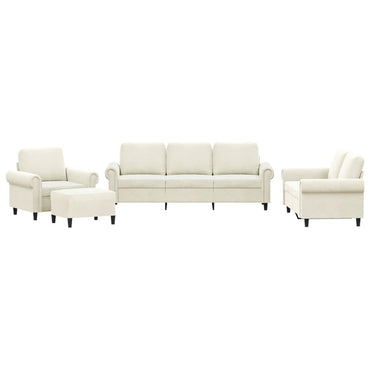 vidaXL 4-tlg. Sofagarnitur mit Kissen Creme Samt