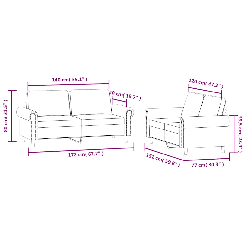 2-tlg. Sofagarnitur mit Kissen Dunkelgrün Samt