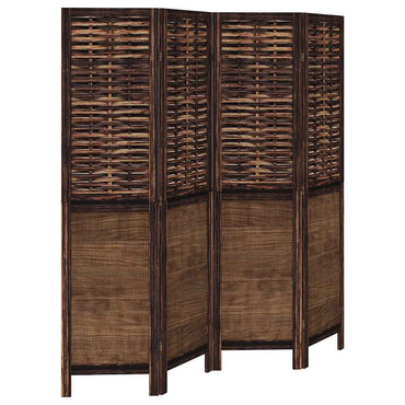 vidaXL Séparateur de pièce 4 panneaux Marron foncé Bois de paulownia massif