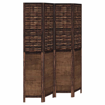 vidaXL Séparateur de pièce 4 panneaux Marron foncé Bois de paulownia massif