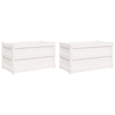 vidaXL Jardinières 2 pcs Blanc Bois de pin massif