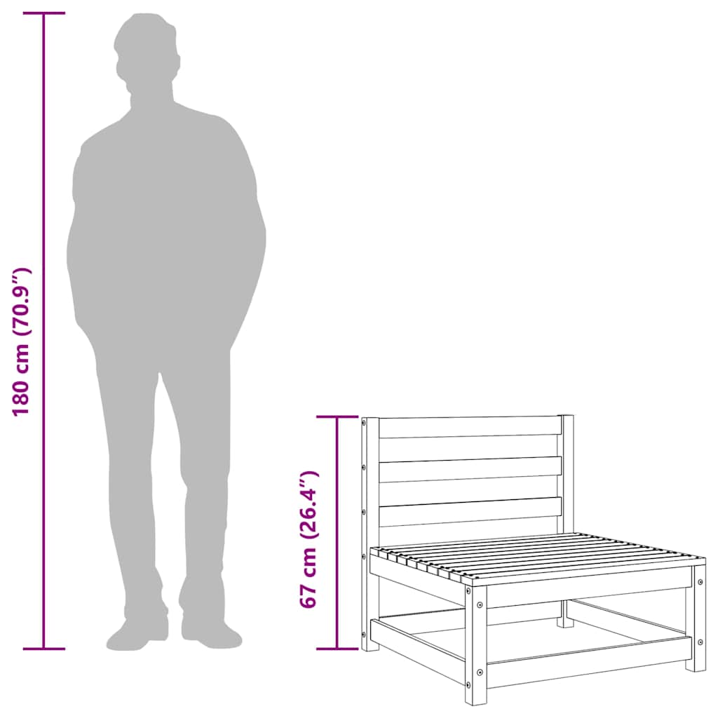 Gartensofas ohne Armlehnen 2 Stk. Wachsbraun Massivholz Kiefer