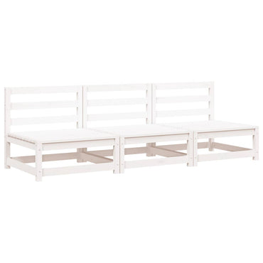 vidaXL Gartensofas ohne Armlehnen 3 Stk. Weiß 70x70x67 cm Kiefernholz