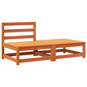 vidaXL Canapé de jardin sans accoudoirs avec pouf marron ciré Bois de pin