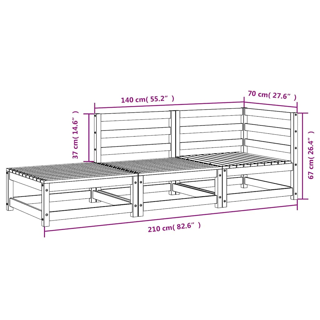 vidaXL Canapé de jardin 2 places avec repose-pieds Bois de pin imprégné