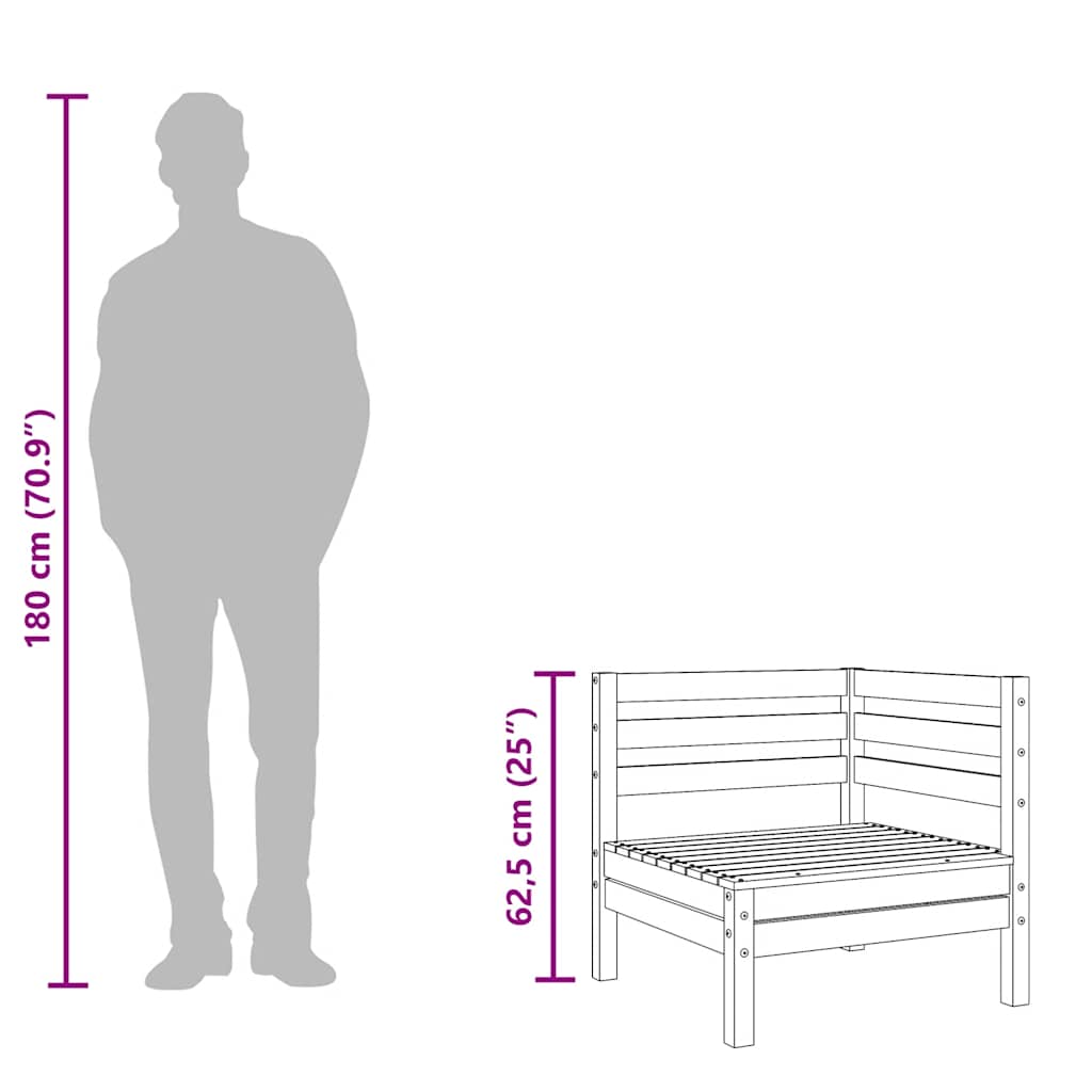 Garten-Ecksofas 2 Stk. Wachsbraun Massivholz Kiefer