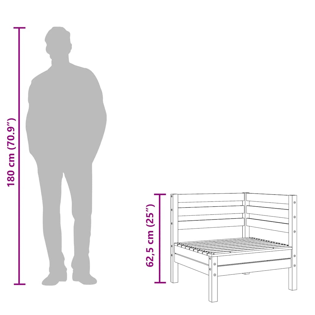Gartensofa 2-Sitzer mit Hocker Wachsbraun Massivholz Kiefer