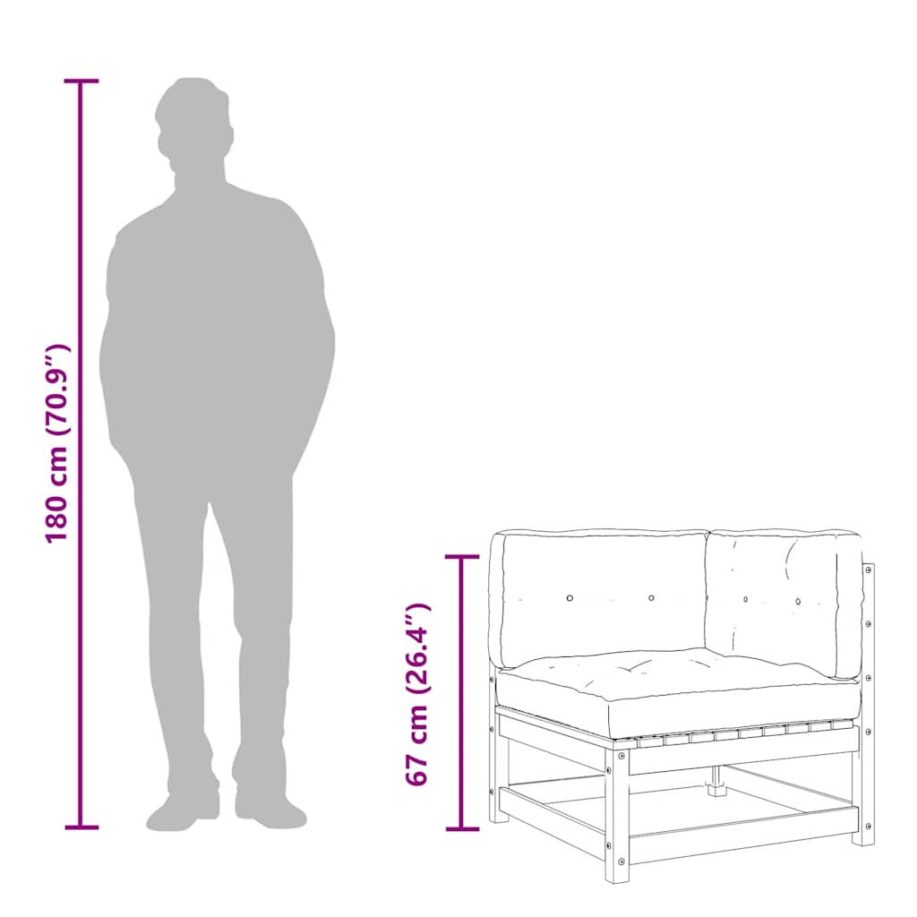 vidaXL Garten-Ecksofa mit Kissen Massivholz Kiefer