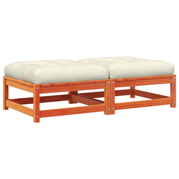 vidaXL Tabourets de jardin avec coussins 2 pcs Marron ciré Bois de pin massif