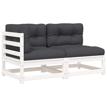 vidaXL Canapé de jardin 2 places avec coussins Blanc Bois de pin massif