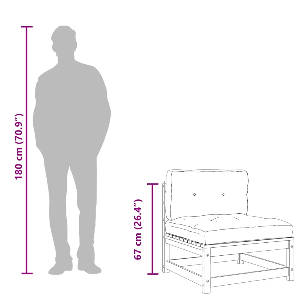 vidaXL Gartensofa ohne Armlehnen mit Kissen und Hocker