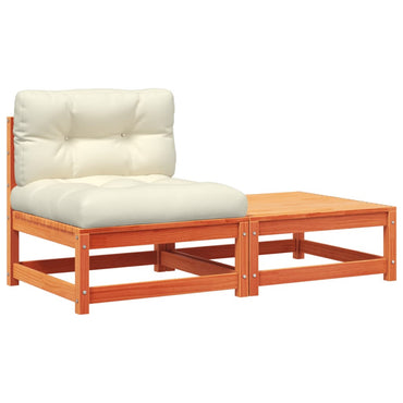vidaXL Canapé de jardin sans accoudoirs avec coussins et pouf