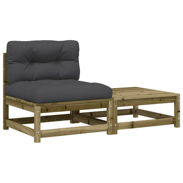 vidaXL Canapé de jardin sans accoudoirs avec coussins et pouf