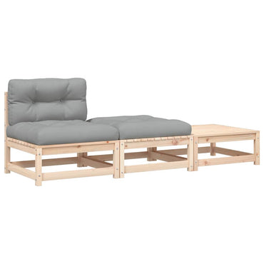 vidaXL Canapé de jardin sans accoudoirs avec coussins et poufs